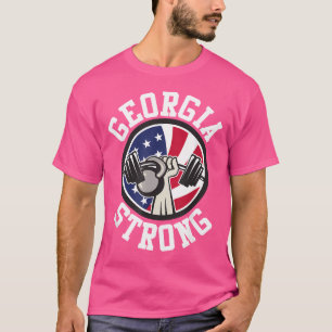 T-shirt Georgia Strong Barbell Kettlebell Et American Fla