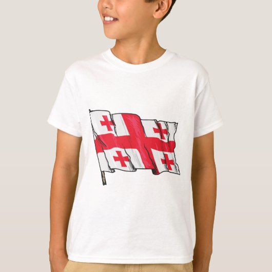 T-shirt Georgian Flag Red and White Cross (Devant)
