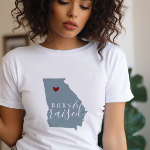 T-shirt Géorgie Né et élevé   Carte d'état de couleur modi