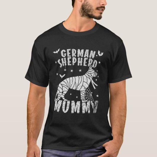 T-shirt Ger Shepherd Mummy Halloween (Devant)