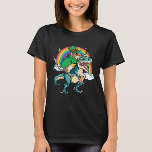 T-shirt Gerbil Beer Dino Rex Horn Rainbow (Devant)