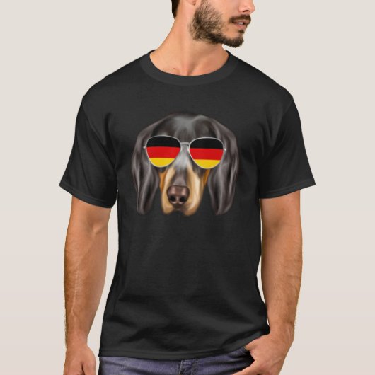T-shirt German Flag Bluetick Coonhound Dog Germany Pocket (Devant)
