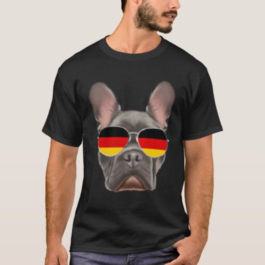 T-shirt German Flag French Bulldog Dog Germany Pocket (Devant)