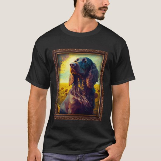 T-shirt German Longhaired Pointer Painting Sunflower Flowe (Devant)