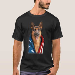T-shirt German Shepherd American Flag Independence Day