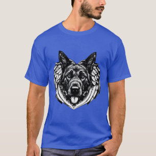 T-shirt German shepherd Angel dog head art illustration