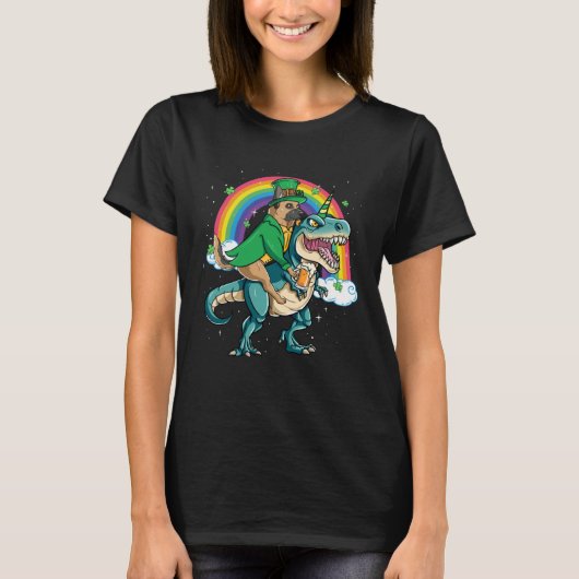 T-shirt German Shepherd Beer Dino Rex Horn Rainbow (Devant)