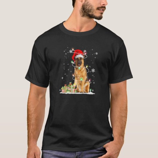 T-shirt German Shepherd Christmas Santa Hat  Christmas Dog (Devant)