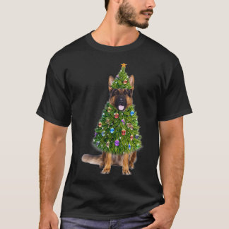 T-shirt German Shepherd Christmas Tree Lights Funny Gift