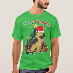T-shirt German Shepherd Christmas Tree Snow Flakes Xmas Pr