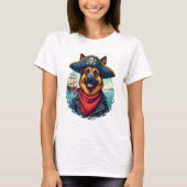 T-shirt German Shepherd Dog Pirate Copy (Devant)