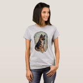 T-shirt German Shepherd Dog Portrait With Stained Glass (Devant entier)