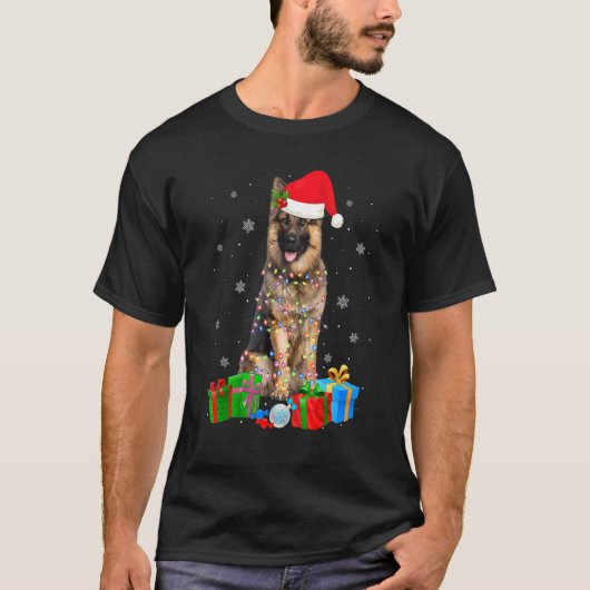 T-shirt German Shepherd Dog Tree Christmas Sweater Xmas Do (Devant)