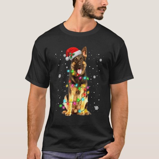 T-shirt German Shepherd Dog Tree Christmas Sweater Xmas Do (Devant)