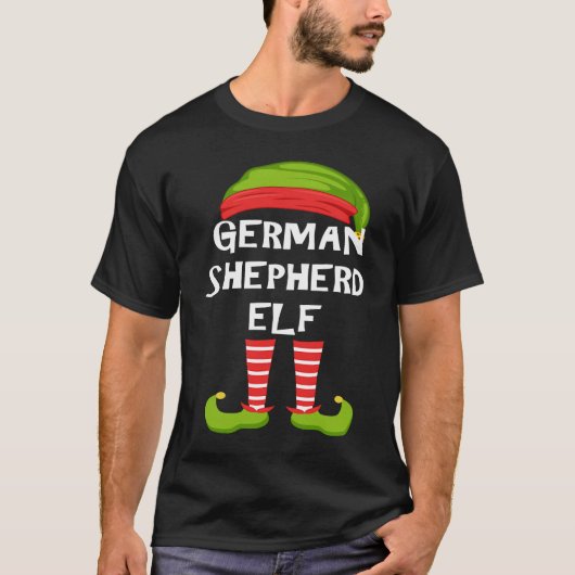 T-shirt German Shepherd Elf Matching Family Christmas Part (Devant)