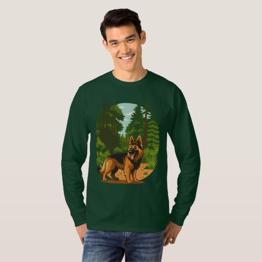 T-shirt German Shepherd Forest Adventure Dog (Devant entier)