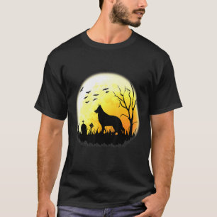 T-shirt German Shepherd Full Moon Halloween Dog