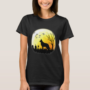 T-shirt German Shepherd Full Moon Halloween Dog