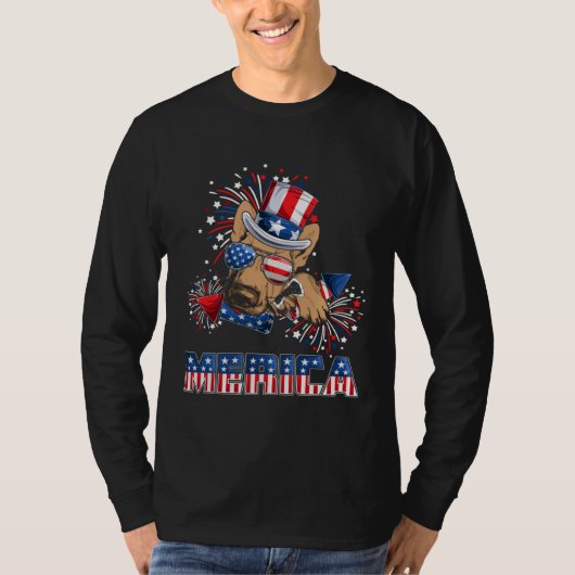 T-shirt German Shepherd Merica Firework 4th Of July Men Bo (Devant)