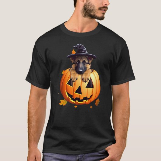 T-shirt German Shepherd Puppy Halloween Magic (Devant)