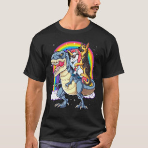 T-shirt German Shepherd Unicorn Dinosaur Rex Girls Rainbow