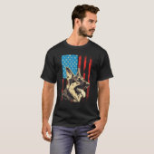 T-shirt German Shepherd USA American Flag 4th of July Grun (Devant entier)