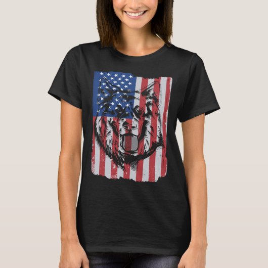T-shirt German Shepherd USA Merica Flag Retro (Devant)