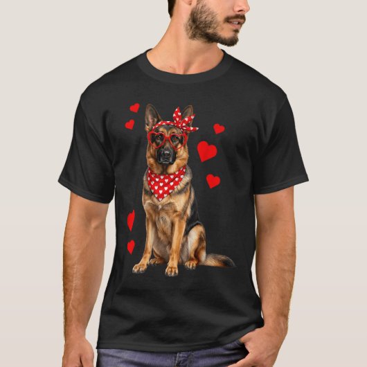 T-shirt German Shepherd Valentines Day Dog Lover Heart (Devant)