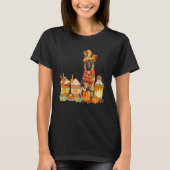 T-shirt German Shepherd Wearing Hat With Coffee Cups Fall  (Devant)