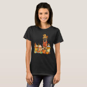 T-shirt German Shepherd Wearing Hat With Coffee Cups Fall  (Devant entier)