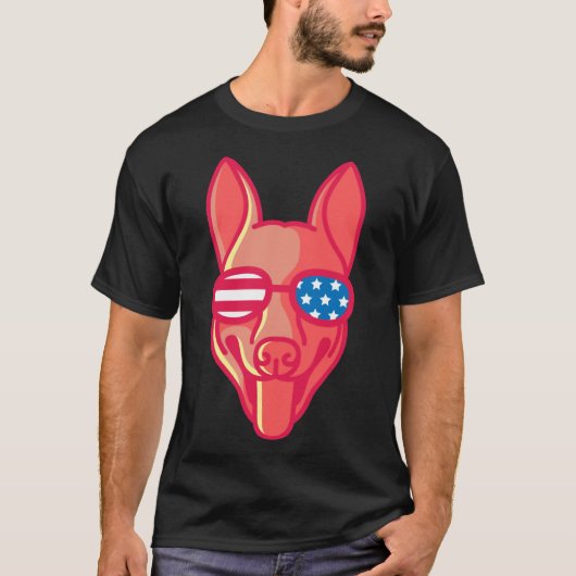T-shirt German Shepherd With Glasses Nerd Dog Us Flag (Devant)