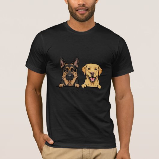 T-shirt German Shepherd & Yellow Lab for dog lovers (Devant)