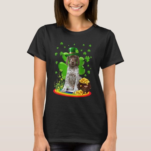 T-shirt German Shorthaired Pointer Dog Shamrock St Patrick (Devant)