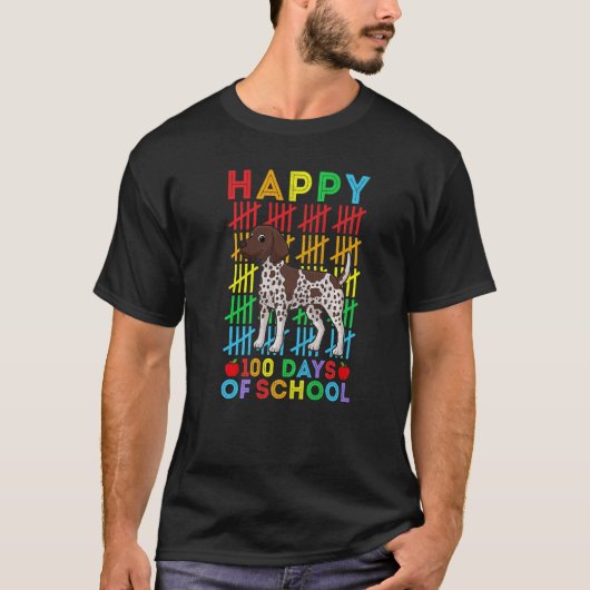 T-shirt German Shorthaired Pointer Student Happy 100 Days  (Devant)