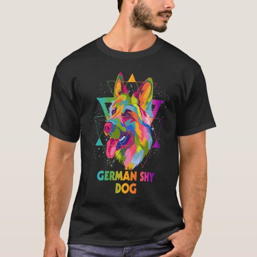 T-shirt German Shy Dog German Shepherd Animal Pun Shepard (Devant)