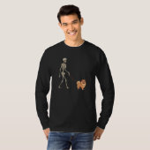 T-shirt German Spitz Skeleton Dog Walking Halloween Dog (Devant entier)