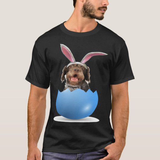 T-shirt German Wirehaired Pointer Dog Easter Bunny Egg Hun (Devant)