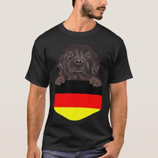 T-shirt Germany Flag Newfoundland Dog In Pocket (Devant)