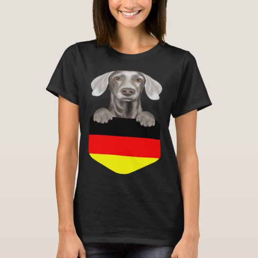 T-shirt Germany Flag Weimaraner Dog In Pocket (Devant)