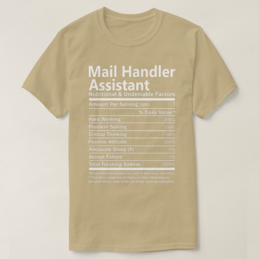 T-shirt Gestionnaire de courrier Assistant nutritionnel et (Design devant)