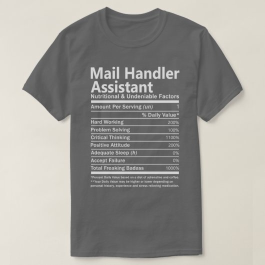 T-shirt Gestionnaire de courrier Assistant nutritionnel et (Design devant)