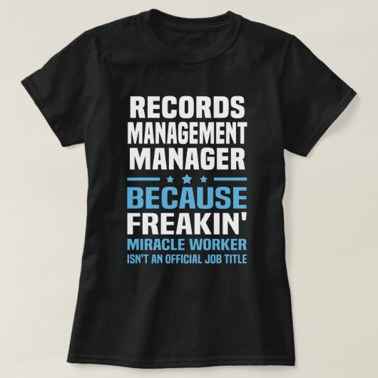 T-shirt Gestionnaire de gestion des enregistrements (Design devant)