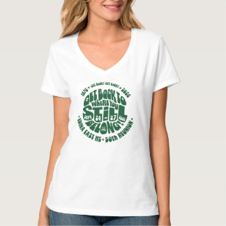 T-Shirt Get Back Vert sur Blanc Col en V Femme