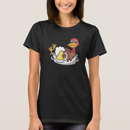 T-shirt Get Basted Bottoms Up Thanksgiving Turkey Drinking (Devant)