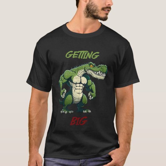 T-shirt Getting Big Crocodile Weightlifting Bodybuilding G (Devant)