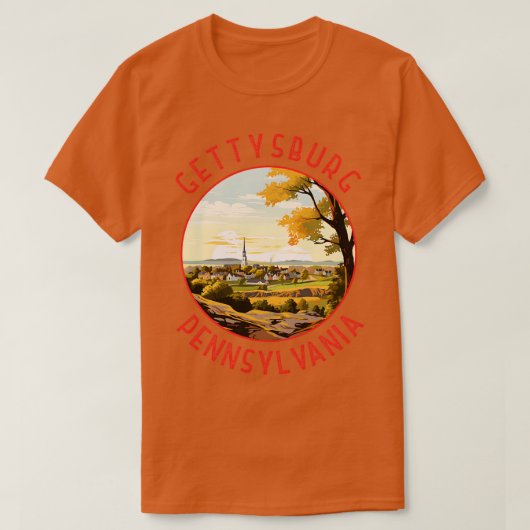 T-shirt Gettysburg Pennsylvanie Retro Cercle en détresse (Design devant)