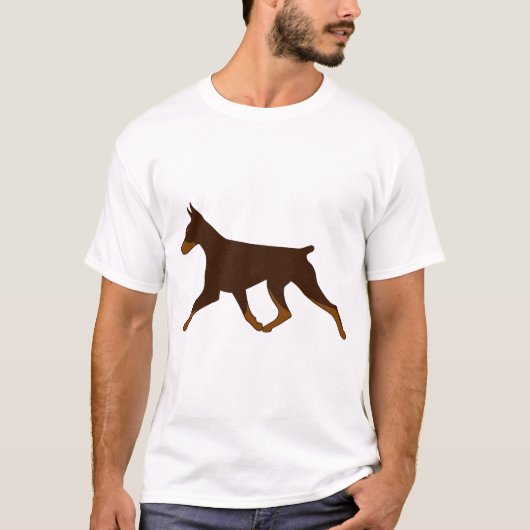 T-shirt - Gewas Doberman in rood en in roet (Voorkant)