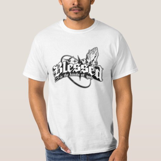 T-shirt 'Gezegend in de handen van God' (Voorkant)
