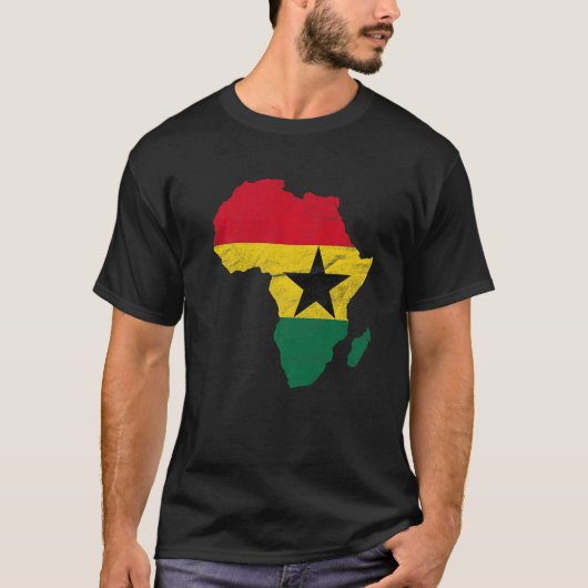 T-shirt Ghana Drapeau Afrique Continent Silhouette Cadeau  (Devant)