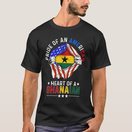T-shirt Ghanaian American America Pride Foreign Country Gh (Devant)